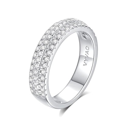 Moissanite Eternity Ring for Women Round Cut D Color VVS1 Moissanite Wedding Band, S925 Sterling Silver 18K White Gold Plated Promise Engagement Rings for Women - style: 0.65CTTW Half Eternity Band
