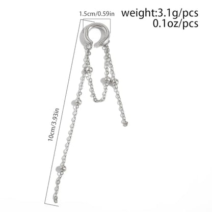 Heart Pearl Hoop Earrings Sliver Long Tassel Chain Huggie Hoop Earrings Pearl Beaded Drop Earring for Women Wedding Jewelry - color: bead