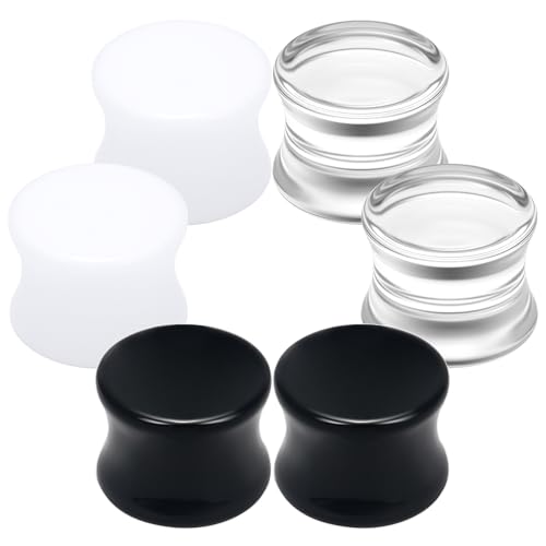 6G-30mm Solid Acrylic Gauges for Ear Double Flared Saddle Plug Tunnels Earrings Clear Black White Ear Plugs Tunnels for Women Men - color: 00G = 10mm