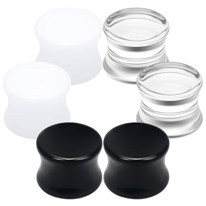 6G-30mm Solid Acrylic Gauges for Ear Double Flared Saddle Plug Tunnels Earrings Clear Black White Ear Plugs Tunnels for Women Men - color: 00G = 10mm