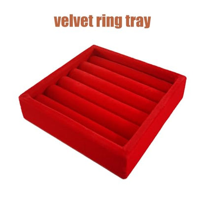 SCIKHETF Velvet Ring Earrings Studs organizer Tray Small Ring Insert Display Tray 5 Slots Stackable (Red) - color: Red
