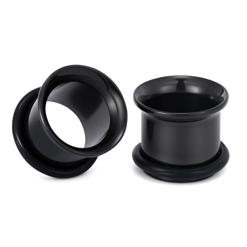 TBOSEN Precise Dimensions Stainless Steel Set Double|Single Flare Tunnel Screw Gauge Ear Expander Stretching Kit Piercing Mixed Size - color: Black-Single Flare, size: 7mm