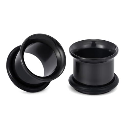 TBOSEN Precise Dimensions Stainless Steel Set Double|Single Flare Tunnel Screw Gauge Ear Expander Stretching Kit Piercing Mixed Size - color: Black-Single Flare, size: 9mm