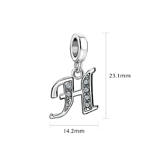 LSxAB Sparkling Initial Letter Charm Compatible with Pandora Charms Bracelets for Women A-Z Pendant Jewelry - style: H