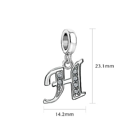 LSxAB Sparkling Initial Letter Charm Compatible with Pandora Charms Bracelets for Women A-Z Pendant Jewelry - style: H