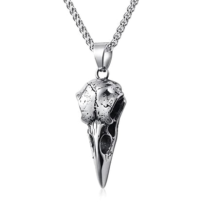 Skull Necklace for Men Stainless Steel Gothic Punk Emo Biker Necklace Jewelry for Men 60cm - style: Raven Skull