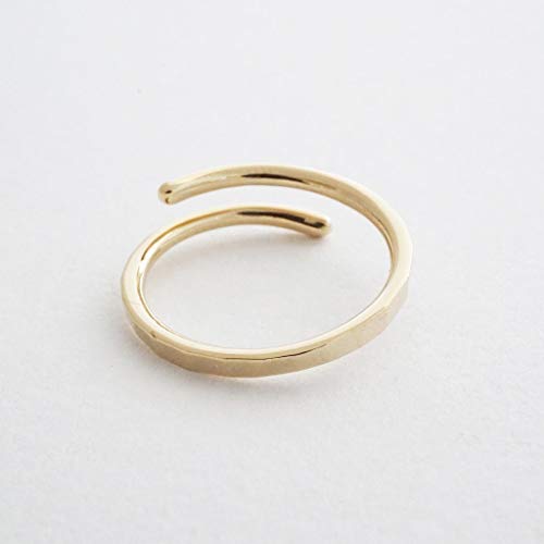 HONEYCAT Hammered Marigold Wrap Around Ring in Gold, Rose Gold, or Silver | Minimalist, Delicate Jewelry - color: Gold