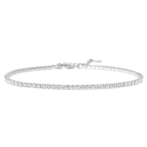 AeraVida Square White Cubic Zirconia Center .925 Sterling Silver Bracelet | Classic Minimalist Style | Jewelry Gifts for Women | Sterling Silver Bangle Bracelet