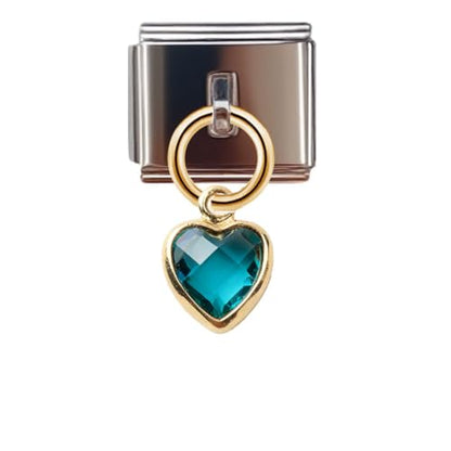 Birthstone Heart Dangle Charm for 9mm Italian Charm Bracelet, Stainless Steel with Birth Stone, Birthday Gift - color: December