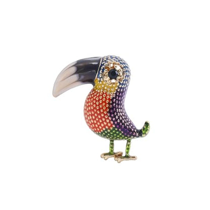 Enamel Bird Brooch for Women Rhinestones Owl/Hummingbird/Eagle/Toucan Lapel Pin Cute Bird Brooches Jewelry Gifts for Mom Wife - color: Colorful-Toucan 2