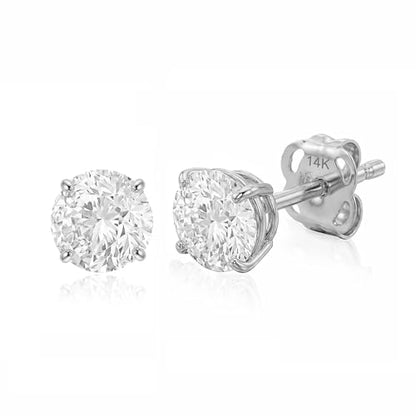 14k Gold Solitaire Round Cubic Zirconia Earrings Studs for Women & Men | Anti Tarnishing CZ Stud Earrings with 14k Gold Butterfly Pushbacks | 4MM-7.5MM by MAX + STONE - color: White Gold, size: 5 mm