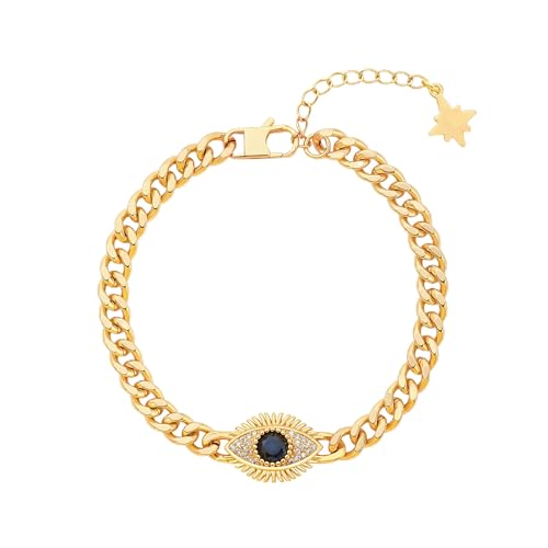 SOFYBJA 18k Gold Plated Personalized Chunky Cuban Oval Link Chain Bracelets for Men Toggle Rope Bracelet Jewelry for Women - style: Devil's Eyes