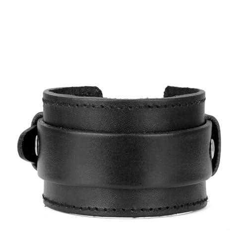 JAOYU Punk Leather Cuff Bracelet Goth Leather Wristband Rock Bracelet Biker Bracelet for Men Leather Armband Black Handmade Jewelry - color: Heavy Metal Leather Bracelet