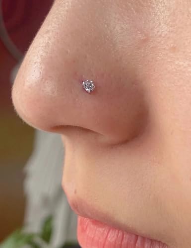 Cisyozi 18G Nose Rings Studs Hypoallergenic Nose Piercings 316L Surgical Steel Silver Nose Rings Set L Shaped Nose Nostril Piercing Jewelry for Women Men Diamond CZ 1.5mm 2mm 2.5mm 3mm 3.5mm 4mm - color: 18G - Gold - CZ 1.5mm 2mm 2.5mm 3mm 3.5mm 4mm