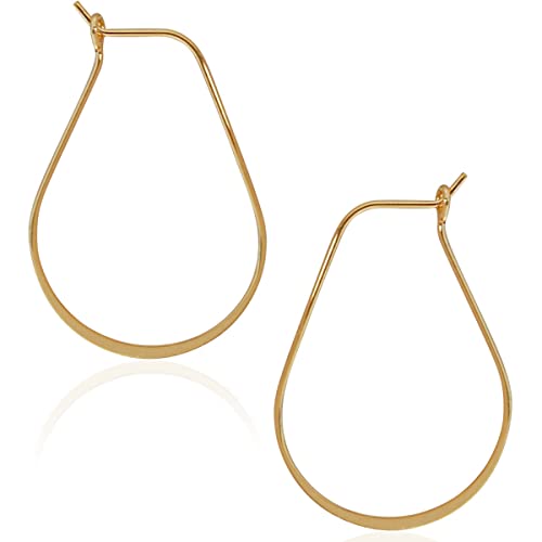 Oval Threader Hoop Earrings for Women - Lightweight Thin Earring Hoops | Plated in 18K Gold or 925 Sterling Silver, Hypoallergenic and Safe for Sensitive Ears - color: 1.4" inch - 18K Gold Plated