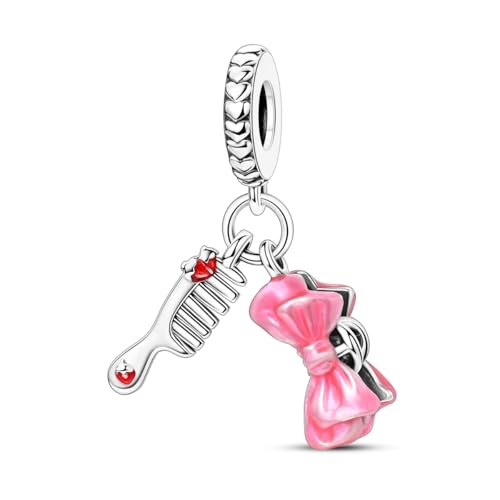 Hapour 925 Sterling Silver Charms for Bracelet Necklace Dangle Pendant Bead | Bear Charm, Elephant Zebra Cat Dream catcher Family Birthday European Jewelry Charm, For Women Mom - color: Hair Clip and Comb