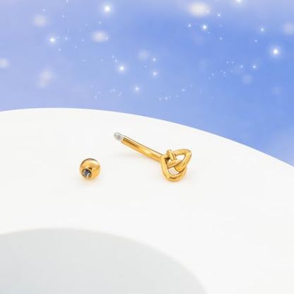 3Pcs Eyebrow Rings, 16G Threaded Gold Rook Earrings Piercing Jewelry for Women Men 316L Stainless Steel Lip Labret Barbells Ring - color: Gold, size: 16 gauge(1.2mm)-8mm