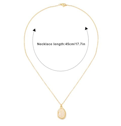 Stone Pendant Necklaces Gemstone Dangle Necklace 18K Gold Plated Teardrop Pendant Necklace for Women - color: White Gold