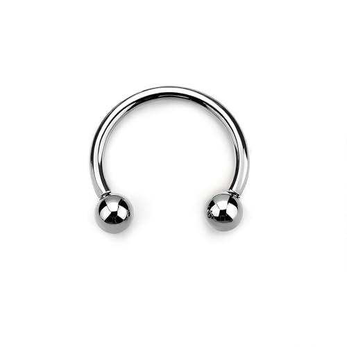 G23 Titanium Septum Ring Horseshoe Pincher Spike Nose Piercing Jewelry | 00/0/2/4/6/8/10/12G Circular Barbell Stretched Body Piercing Jewelry for Women Men,ASTM F136 Titanium Earrings, 10/12/16/19mm - color: Titanium-Horseshoe Balls, size: 12G(2mm)-16mm
