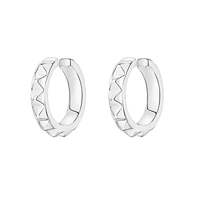 PAVOI 14K Gold Plated 925 Sterling Silver Round Huggie Ear Cuff Earrings for Women | Clip On Cartilage Cuff Earrings - style: Studded