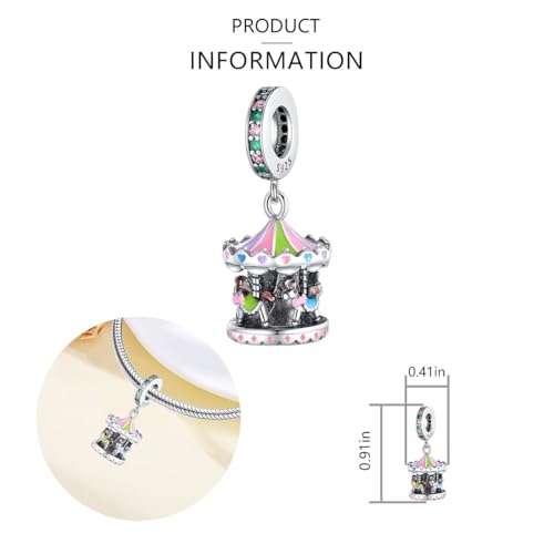 925 Sterling Silver Charms for Bracelets and Necklaces Lipstick and Perfume High Heels Dangle Pendants Heart Butterfly Bead Charms Halloween Christmas Gift for Womens - style: Carousel Dangle