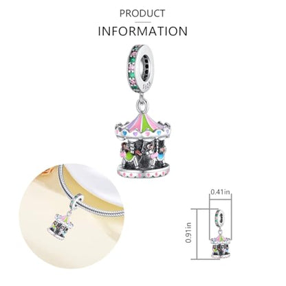 925 Sterling Silver Charms for Bracelets and Necklaces Lipstick and Perfume High Heels Dangle Pendants Heart Butterfly Bead Charms Halloween Christmas Gift for Womens - style: Carousel Dangle