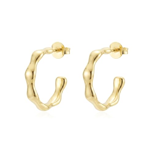 Green Crystal huggie gold hoop earrings for women Girls,14K Gold Plated with 925 Sterling Silver Post color Cubic Zirconia dainty cute Earrings| CZ Stud Earring - color: Bamboo Gold