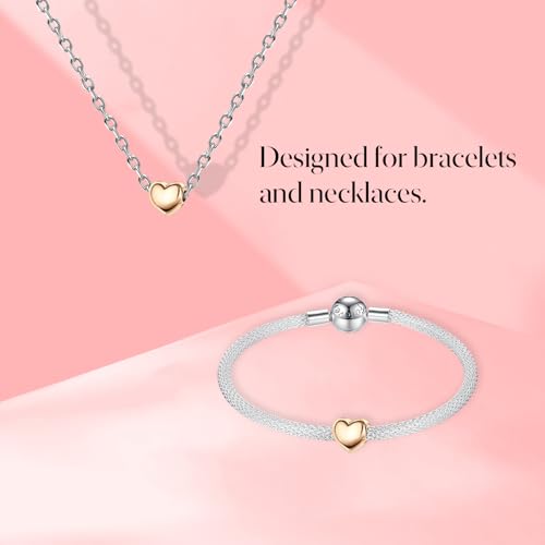 S925 Charms for Bracelets and Necklaces, Gifts for Mothers Nurses Day Graduation, for Girlfriend Family Friend, Bead Pendant, for Pandora, Silver 14K Gold Plated Enamel CZ, DIY Jewelry Making - style: 22 Small Rose Gold Heart Charms