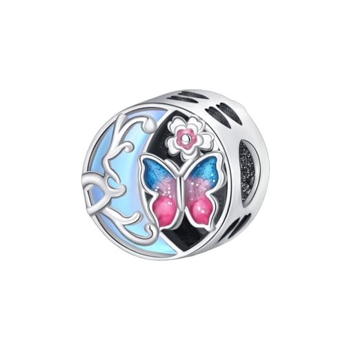 925 Sterling Silver Charms for Bracelets and Necklaces Lipstick and Perfume High Heels Dangle Pendants Heart Butterfly Bead Charms Halloween Christmas Gift for Womens - style: Butterfly Moonlight Beads Charm