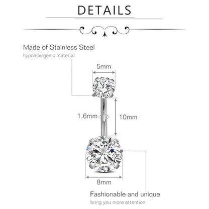 FECTAS 14g Belly Button Rings Surgical Steel CZ Petite Navel Ring for Women Body Piercing Jewelry Petite select Barbell Len 6mm 8mm 10mm 12mm 14mm Silver - style: silver1-2pcs-10mm bar