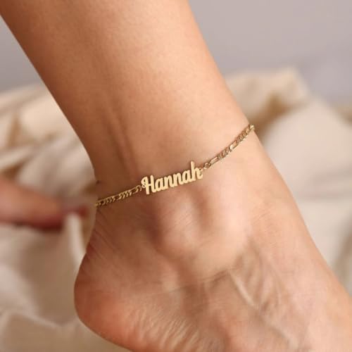 Ankle Bracelet for Women Personalized Name Anklet 18K Gold Plated Custom Dainty Anklet Bracelet Beach Jewelry for Girlfriend - color: Style 09
