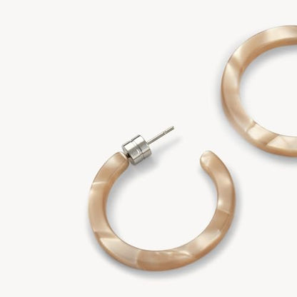 Circle Hoop Earrings Acetate Resin Fashion Jewelry for Women - color: Sand Shell, size: Mini