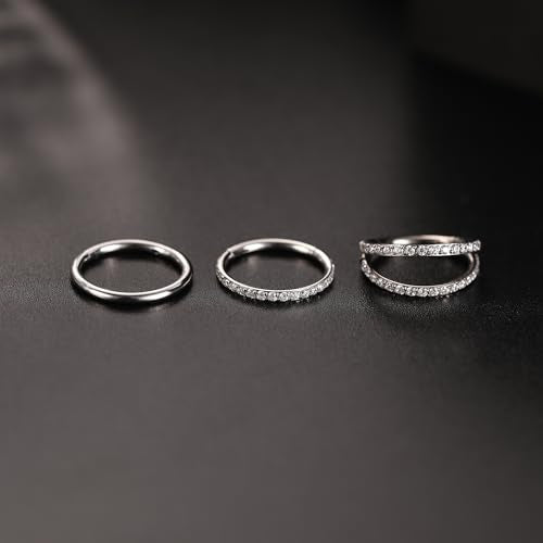 FUNLMO 3Pcs Nose Rings Double Hoop Nose Ring Conch Daith Tragus Helix Rook Piercing Jewelry Surgical Steel Cartilage Earring Conch Hoop Earring Septum Jewelry Lip Ring - color: Style 2: Silver