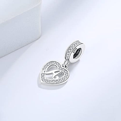 925 Sterling Silver Letter Charms A~Z Alphabet Charm Letter Beads fit Pandora European Bracelets fit Wife Mom Christmas Birthday Gift - color: M