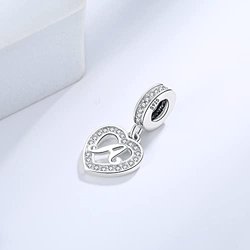 925 Sterling Silver Letter Charms A~Z Alphabet Charm Letter Beads fit Pandora European Bracelets fit Wife Mom Christmas Birthday Gift - color: B