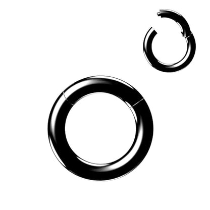 4G/6G/8G/10G/12G/14G/16G/18G/20G Hypoallergenic Nose Hoop Rings Steel Hinged Clicker Segment Gold/Rose Gold/Black/Pink Color - style: 1pc: 10g×14mm Black