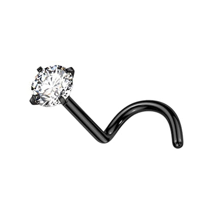 Satix 4-11PCS 18G 20G Implant Grade Titanium Nose Screw Rings Prong Settings 2mm CZ Nose Screw Studs Ring Nostril Piercing Jewelry For Women - style: 18 Gauge - 4PCS
