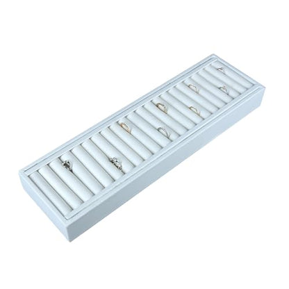 White Velvet Jewelry Trays for Display - Bracelet Tray With 21 Sections - Elegant Tray With Inserts for Organized and Secure Storage