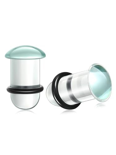 Aumeo One Pair Glass Gauges for Ears Single Flare Glass Plugs for Women and Men - color: Clear, size: 9mm