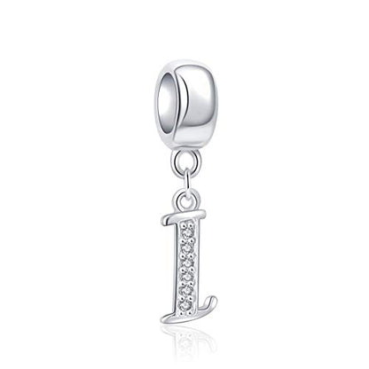 925 Sterling Silver Letter Charms Fits Pandora Bracelets, Gift for Women | A-Z Alphabet Initial Charm with CZ,Great gift for Christmas, Valentine's Day, Mother's Day. - color: I