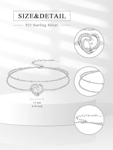 Dorunmo Initial Anklet 925 Sterling Silver Letter A-Z Layered Heart Anklet Beach Jewelry Birthday Gifts for Women - color: F
