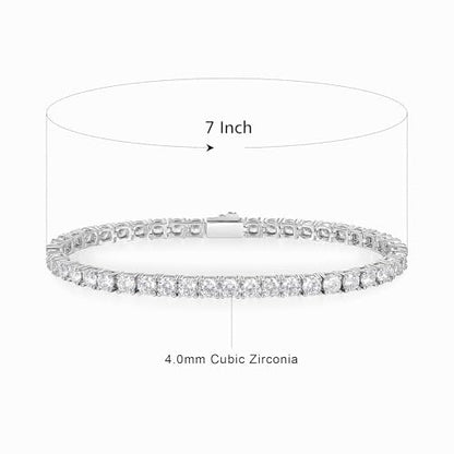 3/4/5mm Tennis Bracelet, 18k White Gold Plated 3MM/4MM/5MM Iced Out Round Cubic Zirconia Tennis Bracelet for Women Men 6.5/7/7.5 Inches - color: 4MM White Gold, size: 7 inch