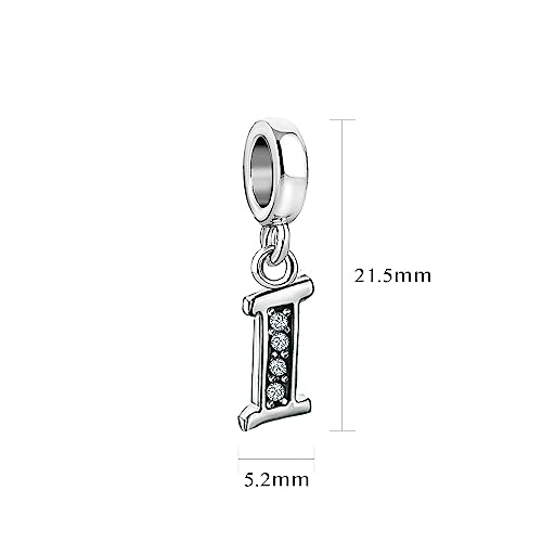LSxAB Sparkling Initial Letter Charm Compatible with Pandora Charms Bracelets for Women A-Z Pendant Jewelry - style: I