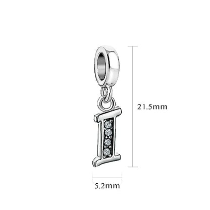 LSxAB Sparkling Initial Letter Charm Compatible with Pandora Charms Bracelets for Women A-Z Pendant Jewelry - style: I