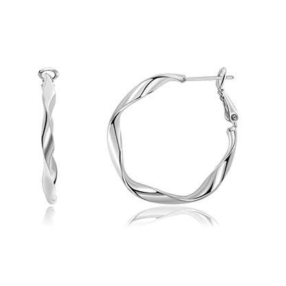 Rose/White/18k Gold Plated Hoop Earrings Lightweight Hoop Earrings For Women Loop Earrings 1in 2in - color: White Gold, size: 30mm