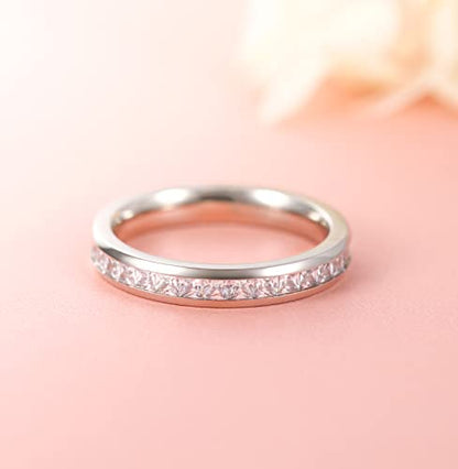TIGRADE 2.5mm 4mm 5mm 6mm Titanium Ring Cubic Zirconia Engagement Ring Wedding Band Size 3 to 13.5 - color: 4mm-square cz