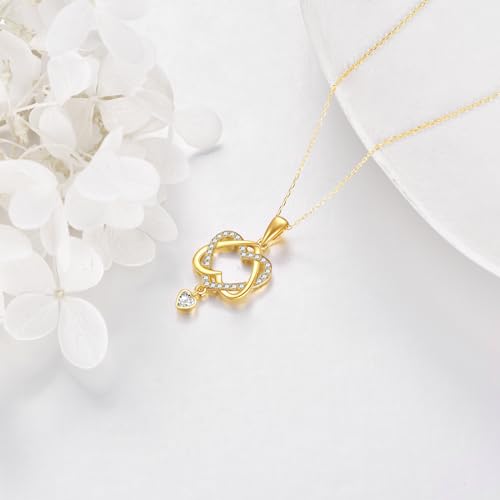 KECHO 14k Gold Heart Necklace Fine Gold Heart Pendant Necklace Jewelry Birthday Christmas Gifts for Her Women Girls Girlfriend Wife
