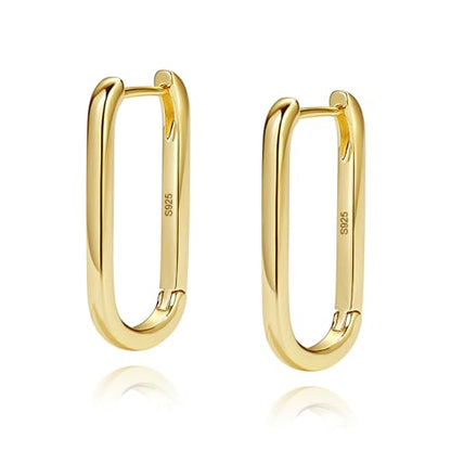 Me&Hz Gold Huggie Earrings Small Huggie Hoop Earrings for Women 14K Gold Plated Hypoallergenic Cubic Zirconia Huggies Mini Silver Hoop Earring for Women - color: Paperclip Hoop,Gold