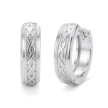 14K Gold Earrings for Women Gold Filigree/Celtic Huggie Earrings Jewelry Easter Mothers Day Gifts for Mom Girlfriend - style: White-B