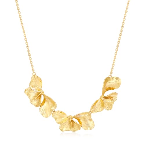 Statement Flower Necklace for Women Gold Plated Chunky Floral Collar Boho Choker Jewelry